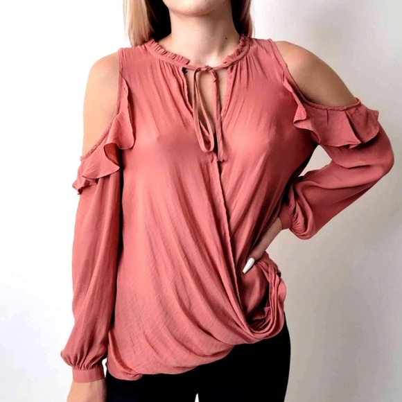 Anthropologie Maeve Cold Shoulder Long Sleeve Blouse Small - Picture 1 of 9